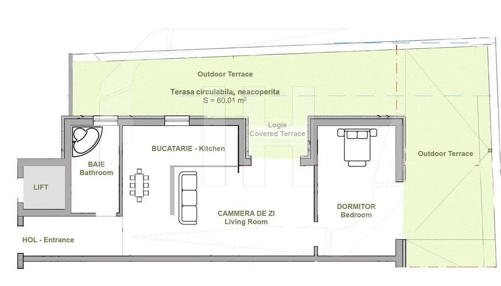 Apartament deosebit cu terasa, cartier Plopilor