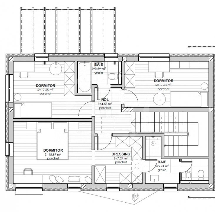 Duplex semifinisat, 130 mp utili, Floresti