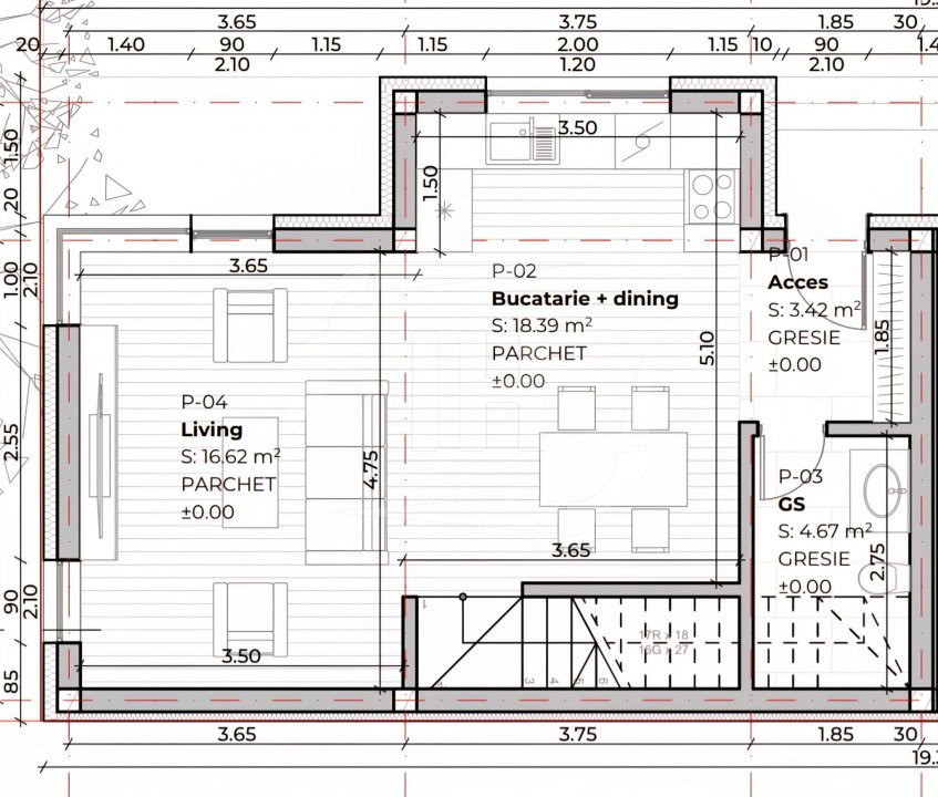 Duplex semifinisat, 110 mp utili, zona Buna Ziua