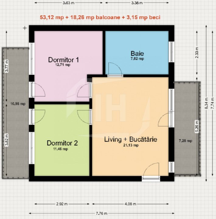 Apartament 3 camere, 2 parcari, beci si 1500 mp de verdeata!