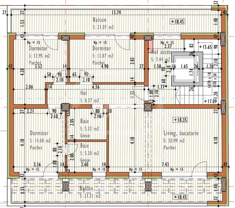 Penthouse 4 camere, TVA inclus, constructie premium, 2 terase