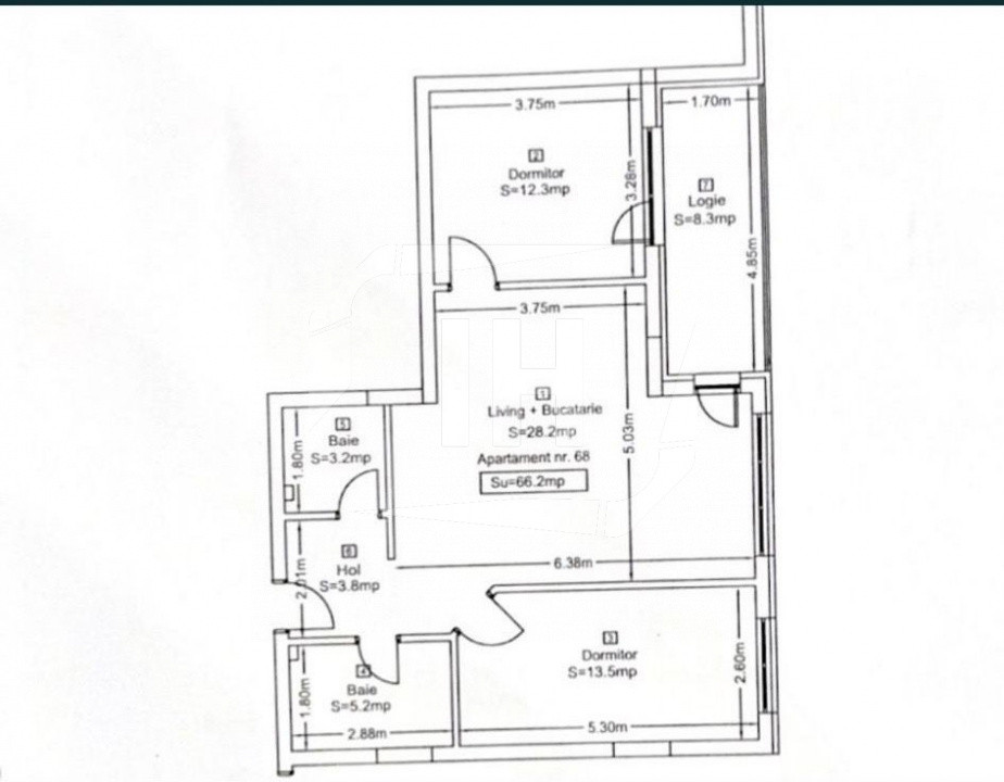 Apartament 3 camere 2 bai, parcare, zona Vivo