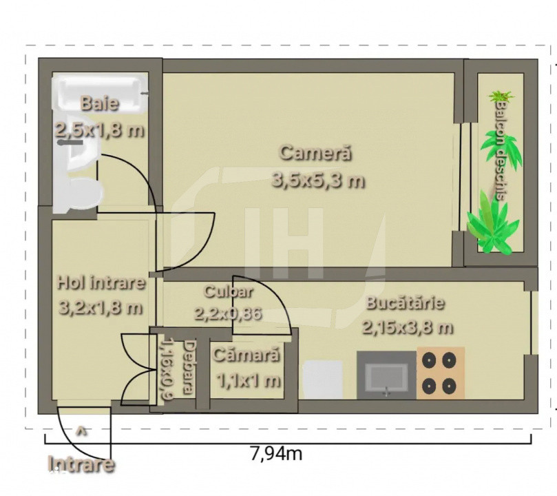 Apartament 1 camera, parcare, zona Decathlon
