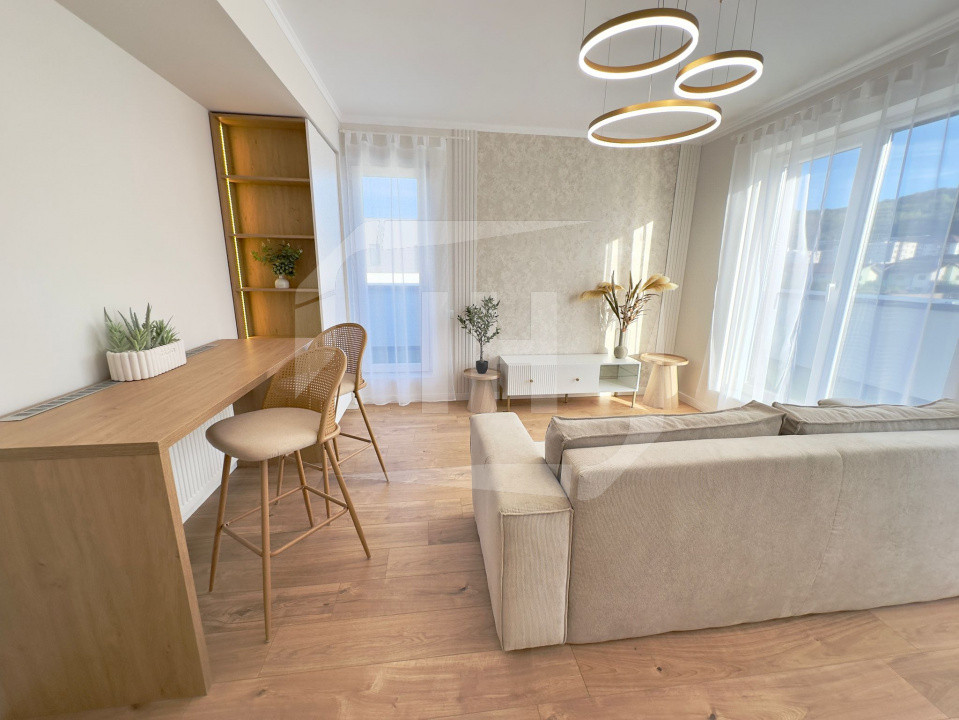 Apartament mobilat si utilat cu 2 camere, terasa 25mp, zona Urusagului