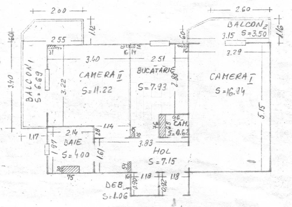 Apartament 2 camere, 2 balcoane, decomandat, etaj 2/7, in Marasti
