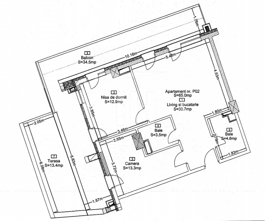 Apartament 3 camere, 2 bai, terasa, cu CF, in complex premium!