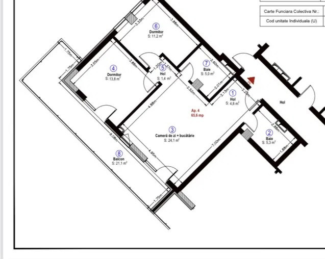 Apartament 3 camere cu terasa si parcare subterana, zona Vivo