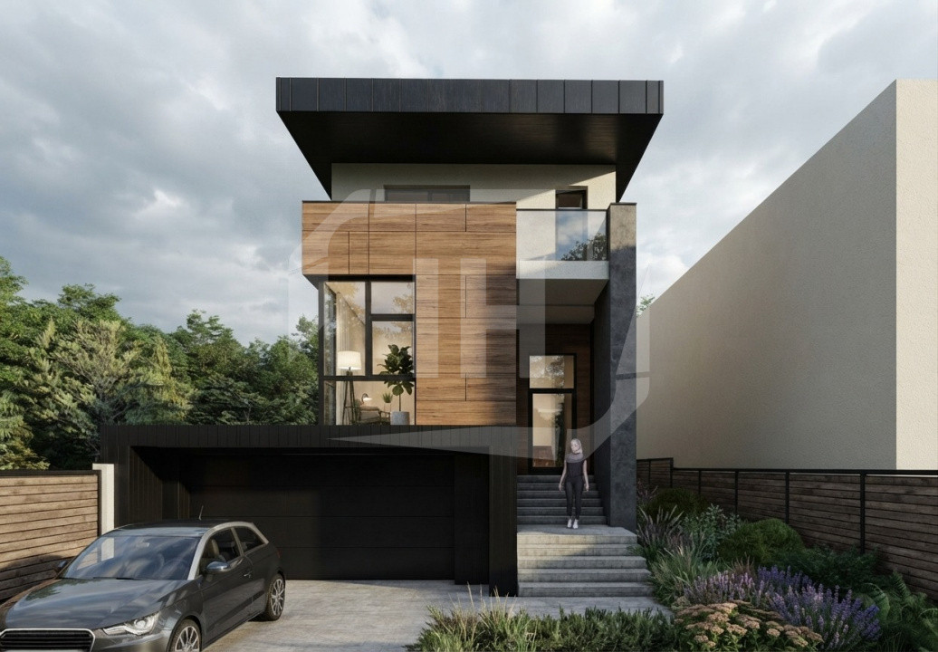 Casa individuala cu arhitectura moderna, 280 utili, teren 619 mp, in zona Gruia