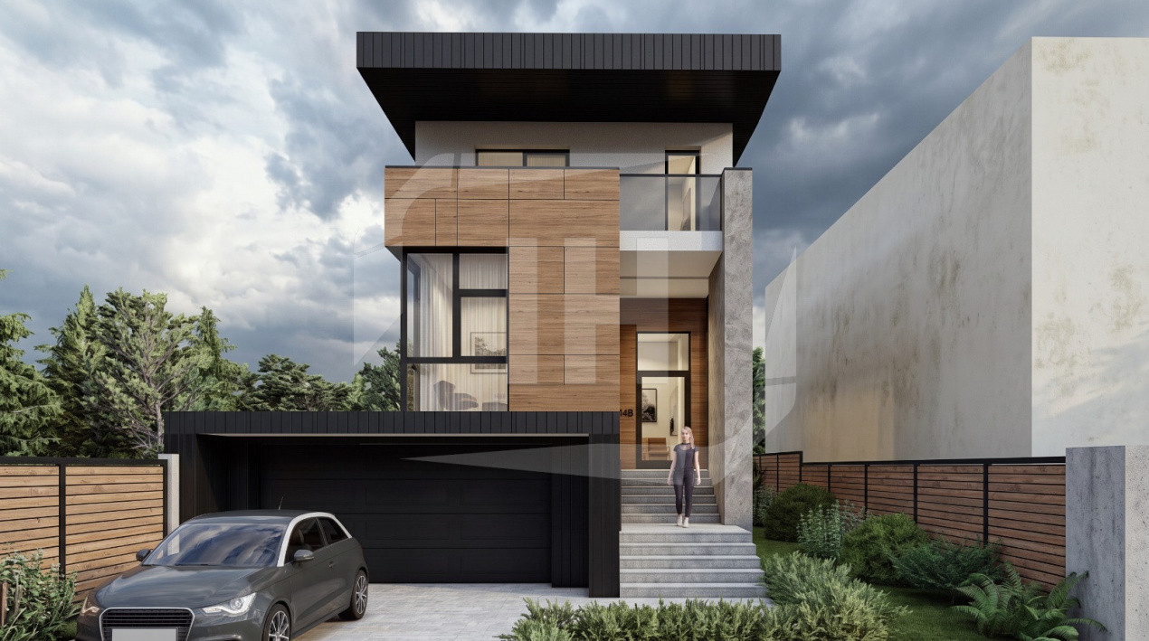 Casa individuala cu arhitectura moderna, 280 utili, teren 619 mp, in zona Gruia